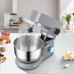 VEVOR Stand Mixer, 660W Electric Dough Mixer With 6 Speeds LCD Screen Timing, Tilt-Head Food Mixer With 5.8 Qt Stainless Steel Bowl, Gray