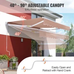 VEVOR Manual Retractable Awning, 12 X 10 Ft Outdoor Patio Awning Retractable Sun Shade, Water-Resistant Patio Door Window Awning Sunshade Shelter -Aesthtic Interiors GUEST 007fc8ff 794f 4788 9648 f6de33d6ecce