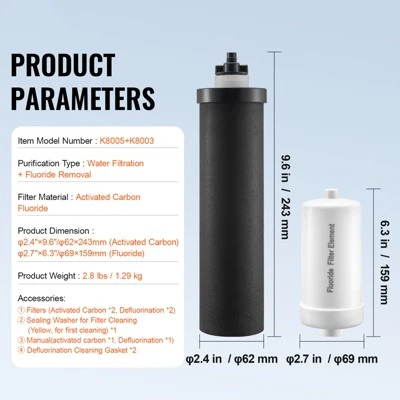 VEVOR Water Filters Replacement, Purification Elements, Replacement Filters, Gravity Water Filter System, Compatible With Most Brands, Black&White 7 VEVOR Water Filters Replacement, Purification Elements, Replacement Filters, Gravity Water Filter System, Compatible With Most Brands, Black&White - Image 7