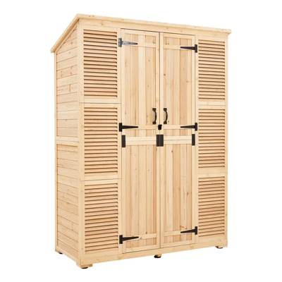 VEVOR Outdoor Storage Shed, Oversize Wooden Outside Storage Cabinet With Waterproof Roof And Metal Frame With Shelves & Floor, 58"x78" 8 VEVOR Outdoor Storage Shed, Oversize Wooden Outside Storage Cabinet With Waterproof Roof And Metal Frame With Shelves & Floor, 58"x78" - Image 8