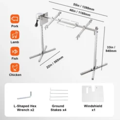 VEVOR Electric BBQ Rotisserie Grill Kit, 46 Inch 132 Lbs Capacity, Automatic 52W Motor Height Adjustable Universal Roaster Stand, Silver 14 VEVOR Electric BBQ Rotisserie Grill Kit, 46 Inch 132 Lbs Capacity, Automatic 52W Motor Height Adjustable Universal Roaster Stand, Silver -Aesthtic Interiors GUEST 01f9c5a5 44ea 4c4e acba fe698e8f7702