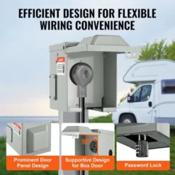 VEVOR 30 Amp RV Power Outlet Box, 125/250 Volt, Enclosed Lockable Outdoor RV Receptacle Box, NEMA TT-30R Weatherproof Electrical Panel, Gray -Aesthtic Interiors GUEST 01fd48b4 eb6e 4726 8524 3c7ecb2f0857