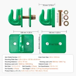 Vevor 3/8" Tractor Bucket Hooks Grade 70 Forged Steel 2 Pack Bolt On Grab Hooks Heavy Duty Mount With Backer Plate, Green -Aesthtic Interiors GUEST 021c7706 f7b1 4b9f b94c 35f4ebbedef3