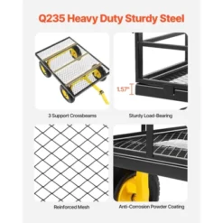 VEVOR 1400 Lbs Steel Garden Cart, Heavy Duty Pullable Garden Wagon Yard Cart, 2 In 1 Outdoor Metal Utility Wagon Yard Trailer, Black -Aesthtic Interiors GUEST 0276d064 d310 4e52 8960 393ad9e0c134