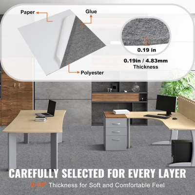 VEVOR Carpet Tiles Peel And Stick, 24” X 24” Squares Self Adhesive Carpet Floor Tile, Soft Padded Carpet Tiles, Easy Install (9Tiles, Light Gray) 3 VEVOR Carpet Tiles Peel And Stick, 24” X 24” Squares Self Adhesive Carpet Floor Tile, Soft Padded Carpet Tiles, Easy Install (9Tiles, Light Gray) - Image 3