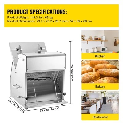 VEVOR Commercial Toast Bread Slicer, 12mm Thickness Electric Bread Cutting Machine, 31PCS Commercial Bakery Bread Slicer, Silver 7 VEVOR Commercial Toast Bread Slicer, 12mm Thickness Electric Bread Cutting Machine, 31PCS Commercial Bakery Bread Slicer, Silver - Image 7
