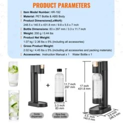 VEVOR Sparkling Water Maker, Soda Maker Machine For Home Carbonating, Seltzer Water Starter Kit With BPA Free 1L PET Bottle, Compatible, Black -Aesthtic Interiors GUEST 02d476bf 79e1 4fe7 a477 5e92700b3ed0