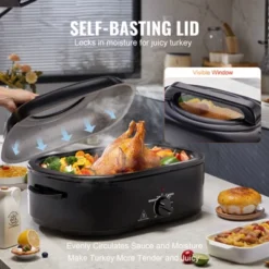 VEVOR Electric Roaster Oven, 20 QT Turkey Roaster Oven With Self-Basting Lid,1450W Roaster Oven With Defrost & Warm Function,Adjustable Temperature -Aesthtic Interiors GUEST 0324f2c2 fa84 4686 8724 1e51434f0b46