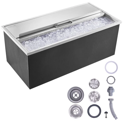 VEVOR Drop In Ice Chest, 36"L X 18"W X 14"H Stainless Steel Ice Cooler, Commercial Ice Bin With Sliding Cover, 40.9 Qt Outdoor Kitchen Ice Bar 8 VEVOR Drop In Ice Chest, 36"L X 18"W X 14"H Stainless Steel Ice Cooler, Commercial Ice Bin With Sliding Cover, 40.9 Qt Outdoor Kitchen Ice Bar - Image 8