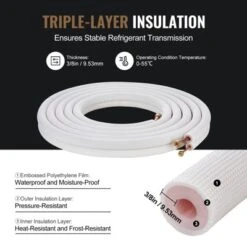 VEVOR 25FT Mini Split Line Set, 1/4" & 1/2" O.D Copper Pipes Tubing And Triple-Layer Insulation,for Air Conditioning Or Heating Pump Equipment,White 12 VEVOR 25FT Mini Split Line Set, 1/4" & 1/2" O.D Copper Pipes Tubing And Triple-Layer Insulation,for Air Conditioning Or Heating Pump Equipment,White -Aesthtic Interiors GUEST 033b3537 9d28 42cb ad91 bccac2317f7c