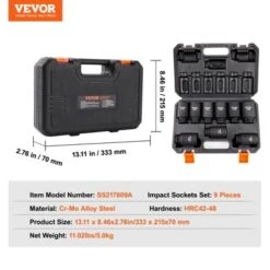 VEVOR 1/2" Drive Impact Socket Set, 9 Piece Deep Socket Set Metric 29-38mm, 6 Point Cr-Mo Spindle Axle Nut Impact Socket Set For Auto Repair -Aesthtic Interiors GUEST 033d9ba3 5783 4fcb a937 cbc45a102547