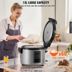 VEVOR Commercial Rice Cooker, 60-Cup Rice Cooker, 13.74 Qt / 13 Liter Large Rice Cooker And Warmer With Nonstick Inner Pot, 12-Hour Keep Warm -Aesthtic Interiors GUEST 034c7215 6714 4d3d ab14 717cfa285318