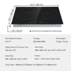 VEVOR Built In Electric Stove Top, 23.2 X 20.5 Inch 4 Burners, 240V Glass Radiant Cooktop With Sensor Touch Control, Timer & Child Lock Included -Aesthtic Interiors GUEST 034e1567 4b39 41c2 94de 33de07edbaa0