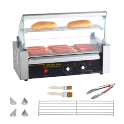 VEVOR Hot Dog Roller 5 Rollers 12 Hot Dogs Capacity, 750W Stainless Sausage Grill Cooker Machine With Dual Temp Control Glass Hood Acrylic Cover -Aesthtic Interiors GUEST 039899f7 9c26 4d84 8a37 8ac55ccba2c4