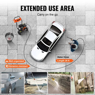VEVOR Gas Pressure Washer, 3500 PSI 2.6 GPM, Gas Powered Pressure Washer With Aluminum Pump, Spray Gun And Extension Wand, 5 Nozzle Set, Black 6 VEVOR Gas Pressure Washer, 3500 PSI 2.6 GPM, Gas Powered Pressure Washer With Aluminum Pump, Spray Gun And Extension Wand, 5 Nozzle Set, Black - Image 6