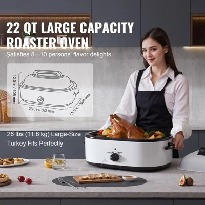VEVOR Electric Roaster Oven, 22 QT Turkey Roaster Oven With Self-Basting Lid, 1450W Roaster Oven With Defrost & Warm Function, Adjustable Temp 2 VEVOR Electric Roaster Oven, 22 QT Turkey Roaster Oven With Self-Basting Lid, 1450W Roaster Oven With Defrost & Warm Function, Adjustable Temp - Image 2