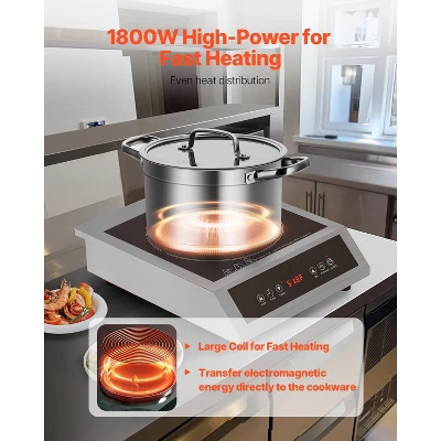 VEVOR Portable Induction Cooktop, 1800W Commercial Induction Burner With 9 Temperature Settings, Stainless Steel Countertop Induction Hot Plate 2 VEVOR Portable Induction Cooktop, 1800W Commercial Induction Burner With 9 Temperature Settings, Stainless Steel Countertop Induction Hot Plate - Image 2