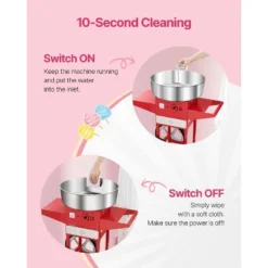 VEVOR Electric Cotton Candy Machine With Cart, 1000W Commercial Candy Floss Maker With 20.5 In Stainless Steel Bowl, Sugar Scoop, And Drawer, Red -Aesthtic Interiors GUEST 0495cd42 c3c9 425d 8f40 2b4b506af614