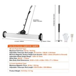 VEVOR 36-Inch Magnetic Sweeper With Wheels,55 Lbs Capacity, With Telescoping Magnetic Pickup Tool, Adjustable Handle, Magnetic Pickup Sweeper, White -Aesthtic Interiors GUEST 04966991 c583 4752 bb3c f7ea5da18235
