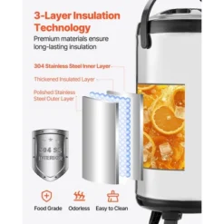 VEVOR Insulated Beverage Dispenser, 2.4 Gal/9.2L Stainless Steel Thermal Drink Server With Spigot & Temp Display, For Hot And Cold Drinks, Silver -Aesthtic Interiors GUEST 04d7a928 1587 42dc ab4f 7e5a5599ae21