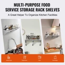 VEVOR 18" X 72" Stainless Steel Shelf, Wall Mounted Floating Shelving With Brackets, 500 Lbs Load Capacity Commercial Shelves -Aesthtic Interiors GUEST 04f9c71b 9740 4636 9709 495270fef913