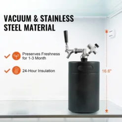 VEVOR Beer Growler Tap System, 170Oz 5L Mini Keg, 304 Stainless Steel Pressurized Beer Growler With Pressure Display, CO2 Regulator Faucet, Black -Aesthtic Interiors GUEST 0544c88a d920 4900 bf5b 19ea12bdd24d