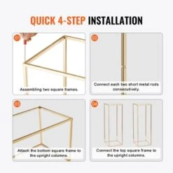 VEVOR 2PCS 31.5inch High Wedding Flower Stand, Metal Vase Column Geometric Centerpiece Stands, Gold Rectangular Floral Display Rack -Aesthtic Interiors GUEST 05bacc42 07bc 4c8a ab40 aaf7825c3941