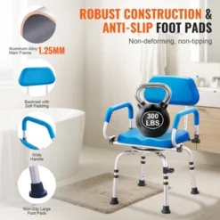 VEVOR Swivel Shower Chair 360 Degree, Adjustable Shower Seat With Pivoting Arms & Padded Bath Seat For Inside Shower Or Tub, 300LBS Capacity, Blue -Aesthtic Interiors GUEST 062c2ac2 5889 41f5 9e69 8164bd0602e7