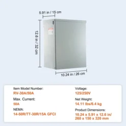 VEVOR Temporary Power Outlet Panel, 125/250V, RV Power Outlet Box With A 20/30/50 Amp Receptacle Installed, Gray -Aesthtic Interiors GUEST 0662f01d 1a8d 41a0 b0df 58b220203368