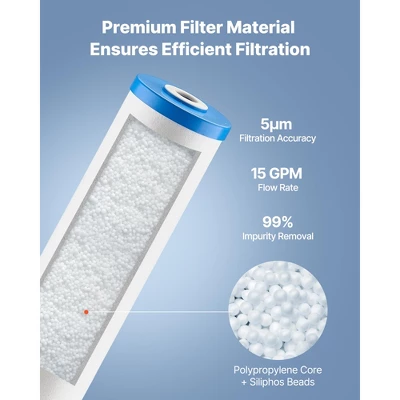 VEVOR Whole House Water Filter Replacement Cartridge, 4.5" X 20" Polyphosphate Scale Inhibitor Filter For Whole Home Water Filtration System, White 3 VEVOR Whole House Water Filter Replacement Cartridge, 4.5" X 20" Polyphosphate Scale Inhibitor Filter For Whole Home Water Filtration System, White - Image 3