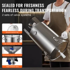 VEVOR 304 Stainless Steel Kettle, 8 GALLON Beer Brew Fermentor, Kettle Stock Pot Includes Lid, Handle, Valve, Spigot, Thermometer, Silver -Aesthtic Interiors GUEST 06c3f9b5 f37c 414c 98c3 b2e42fb8322c