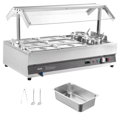 VEVOR Electric Soup Warmer, Two 6.34QT Pots & Six 1/3 Pans, Stainless Steel Commercial Food Warmer With 86~185°F Adjustable Temp, Silver 8 VEVOR Electric Soup Warmer, Two 6.34QT Pots & Six 1/3 Pans, Stainless Steel Commercial Food Warmer With 86~185°F Adjustable Temp, Silver - Image 8