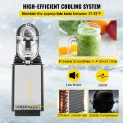 VEVOR Commercial Slushy Machine, 3L Single Tank Frozen Drink Machine, 12 Cups Stainless Steel Margarita Smoothie Frozen Drink Maker, Black -Aesthtic Interiors GUEST 072f29a5 ee26 4815 b4d6 698943715f68