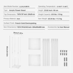 VEVOR 10PCS 23.6inch High Wedding Flower Stand, With Acrylic Laminate,Acrylic Vase Column Geometric Centerpiece Stands, Floral Display Rack -Aesthtic Interiors GUEST 07490ca2 7396 4388 be49 2e1f0b187374