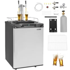 VEVOR Beer Kegerator, Dual Tap Draft Beer Dispenser, Full Size Keg Refrigerator With Shelf, CO2 Tank(No Gas), Drip Tray & Rail, Silver -Aesthtic Interiors GUEST 0790921a 0c6e 4306 98fb 6a70b468e1ed