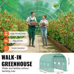 VEVOR Walk-in Tunnel Greenhouse, 9.6x6.4x6.2 Ft Hoop House Greenhouse Tunnel With Galvanized Steel Frame, Green PE Cover, Roll-up Zipper Door -Aesthtic Interiors GUEST 07bb0a75 89e2 4efa a257 cc4e7b0f1721