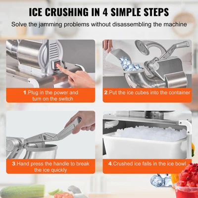 VEVOR Ice Crushers Machine, 661lbs Per Hour Electric Snow Cone Maker With 4 Blades, Stainless Steel Shaved Ice Machine With Cover 5 VEVOR Ice Crushers Machine, 661lbs Per Hour Electric Snow Cone Maker With 4 Blades, Stainless Steel Shaved Ice Machine With Cover - Image 5
