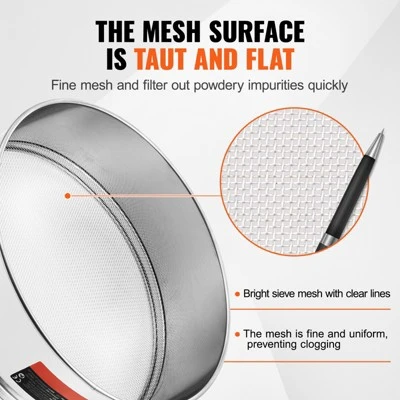 VEVOR Flour Sieve Fine Mesh, 10 Mesh Flour Sifter, 304 Stainless Steel Fine Mesh Sifter Food-grade, Dia. 12.6" Fine Mesh Strainers For Baking 4 VEVOR Flour Sieve Fine Mesh, 10 Mesh Flour Sifter, 304 Stainless Steel Fine Mesh Sifter Food-grade, Dia. 12.6" Fine Mesh Strainers For Baking - Image 4