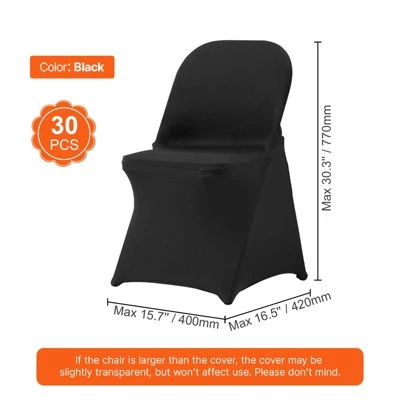 VEVOR Stretch Spandex Folding Chair Covers, Universal Fitted Chair Cover, Removable Washable Protective Slipcovers, For Wedding, (30PCS Black) 7 VEVOR Stretch Spandex Folding Chair Covers, Universal Fitted Chair Cover, Removable Washable Protective Slipcovers, For Wedding, (30PCS Black) - Image 7