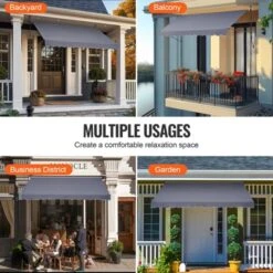 VEVOR 138 X 47" Patio Awning Retractable, Awning Sunshade Shelter With Manual Crank Handle, Outdoor Patio Canopy Sunsetter Deck, Dark Gray 13 VEVOR 138 X 47" Patio Awning Retractable, Awning Sunshade Shelter With Manual Crank Handle, Outdoor Patio Canopy Sunsetter Deck, Dark Gray -Aesthtic Interiors GUEST 0925ed60 c0e9 45bc b670 2357cba39dda