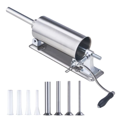 VEVOR Manual Sausage Stuffer, 2.5 L / 6 LBS Horizontal Sausage Machine With U-type Clamp, Food-Grade Stainless Steel, 8 Stuffing Tubes, Silver 8 VEVOR Manual Sausage Stuffer, 2.5 L / 6 LBS Horizontal Sausage Machine With U-type Clamp, Food-Grade Stainless Steel, 8 Stuffing Tubes, Silver - Image 8