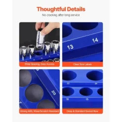 VEVOR Magnetic Socket Organizer Set, 4PCS Magnetic Socket Holder, 1/4'' & 3/8'' Metric SAE Socket Trays With Clear Labels, Hold Up To 108PCS Standard -Aesthtic Interiors GUEST 0967a292 6ad7 4251 90fa 9b9653aea809
