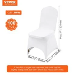 VEVOR Stretch Spandex Folding Chair Covers, Universal Fitted Arched Front Cover, Removable Washable Protective Slipcovers, (100PCS White) 13 VEVOR Stretch Spandex Folding Chair Covers, Universal Fitted Arched Front Cover, Removable Washable Protective Slipcovers, (100PCS White) -Aesthtic Interiors GUEST 0a009eb5 83f4 4c69 8372 bb208ca4fe0d