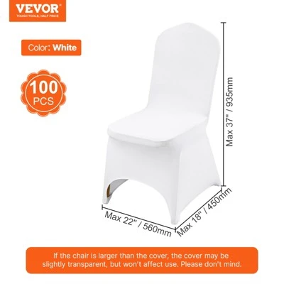 VEVOR Stretch Spandex Folding Chair Covers, Universal Fitted Arched Front Cover, Removable Washable Protective Slipcovers, (100PCS White) 7 VEVOR Stretch Spandex Folding Chair Covers, Universal Fitted Arched Front Cover, Removable Washable Protective Slipcovers, (100PCS White) - Image 7