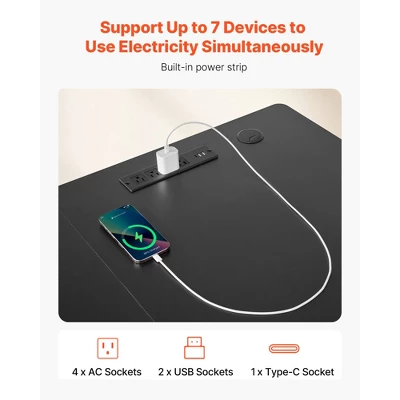 VEVOR L Shaped Desk,Electric Adjustable Height Corner Gaming Desk With Dual Hooks And Wheels, Heavy Duty Carbon Steel L-Shaped Computer Table, Black 5 VEVOR L Shaped Desk,Electric Adjustable Height Corner Gaming Desk With Dual Hooks And Wheels, Heavy Duty Carbon Steel L-Shaped Computer Table, Black - Image 5