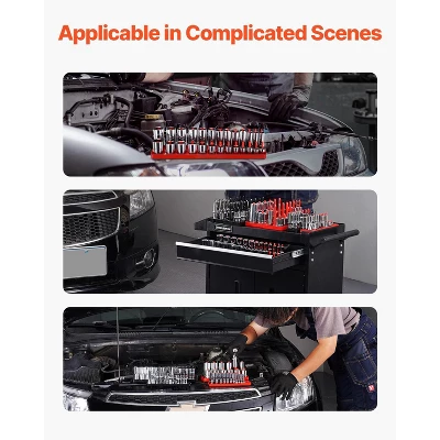 VEVOR Socket Organizer Set, 8PCS High-Rod Socket Holder, 1/4'', 3/8'' & 1/2'' Metric SAE Socket Trays With Clear Labels, Hold Up To 176PCS Standard 6 VEVOR Socket Organizer Set, 8PCS High-Rod Socket Holder, 1/4'', 3/8'' & 1/2'' Metric SAE Socket Trays With Clear Labels, Hold Up To 176PCS Standard - Image 6