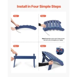 VEVOR Adirondack Ottoman Set Of 2, 18.7L X 18.9W X 13.8H Inch HDPE Plastic Folding Adirondack Ottoman, Weather-Resistant Foot Rest, Blue -Aesthtic Interiors GUEST 0b261c05 f025 4e29 9da9 ed2674f7cd73