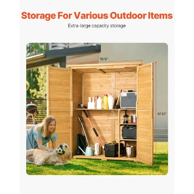 VEVOR Outdoor Storage Shed With Waterproof Roof And Metal Frame, Double Lockable Doors Garden Tool Shed Storage House Cabinet, 55"x67.5" 3 VEVOR Outdoor Storage Shed With Waterproof Roof And Metal Frame, Double Lockable Doors Garden Tool Shed Storage House Cabinet, 55"x67.5" - Image 3
