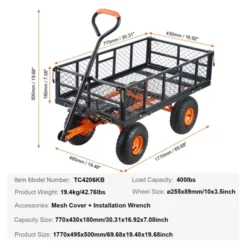 VEVOR Garden Cart, Sturdy Metal Utility Wagon, Versatile Dump Cart With Dual-Function Handle, Wheelbarrow With 400 Lbs Load Capacity -Aesthtic Interiors GUEST 0b2a192a 5955 4748 bbee 2e1f2b5a2e5e