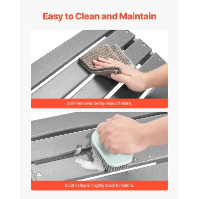 VEVOR Adirondack Ottoman, 21.5L X 18.9W X 14.8H Inch HDPE Plastic Folding Adirondack Ottoman, Weather-Resistant Foot Rest For Adirondack Chair, Gray 6 VEVOR Adirondack Ottoman, 21.5L X 18.9W X 14.8H Inch HDPE Plastic Folding Adirondack Ottoman, Weather-Resistant Foot Rest For Adirondack Chair, Gray - Image 6